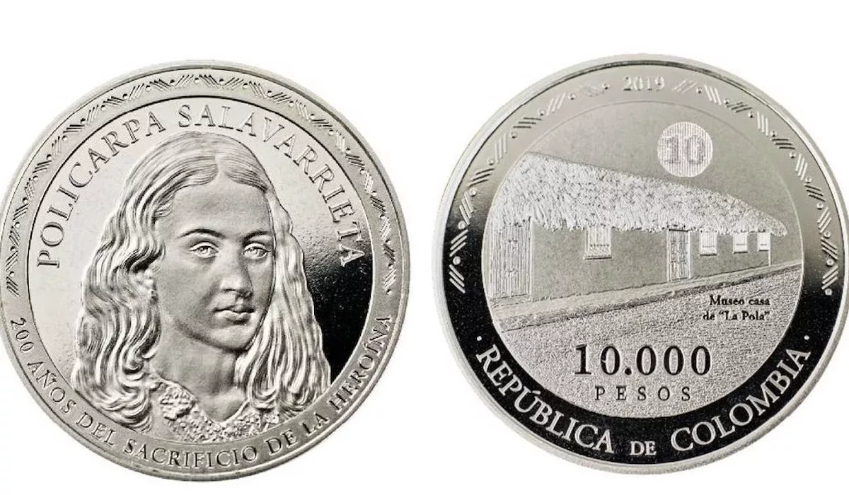 Moneda de 10.000 pesos con imagen de Policarpa